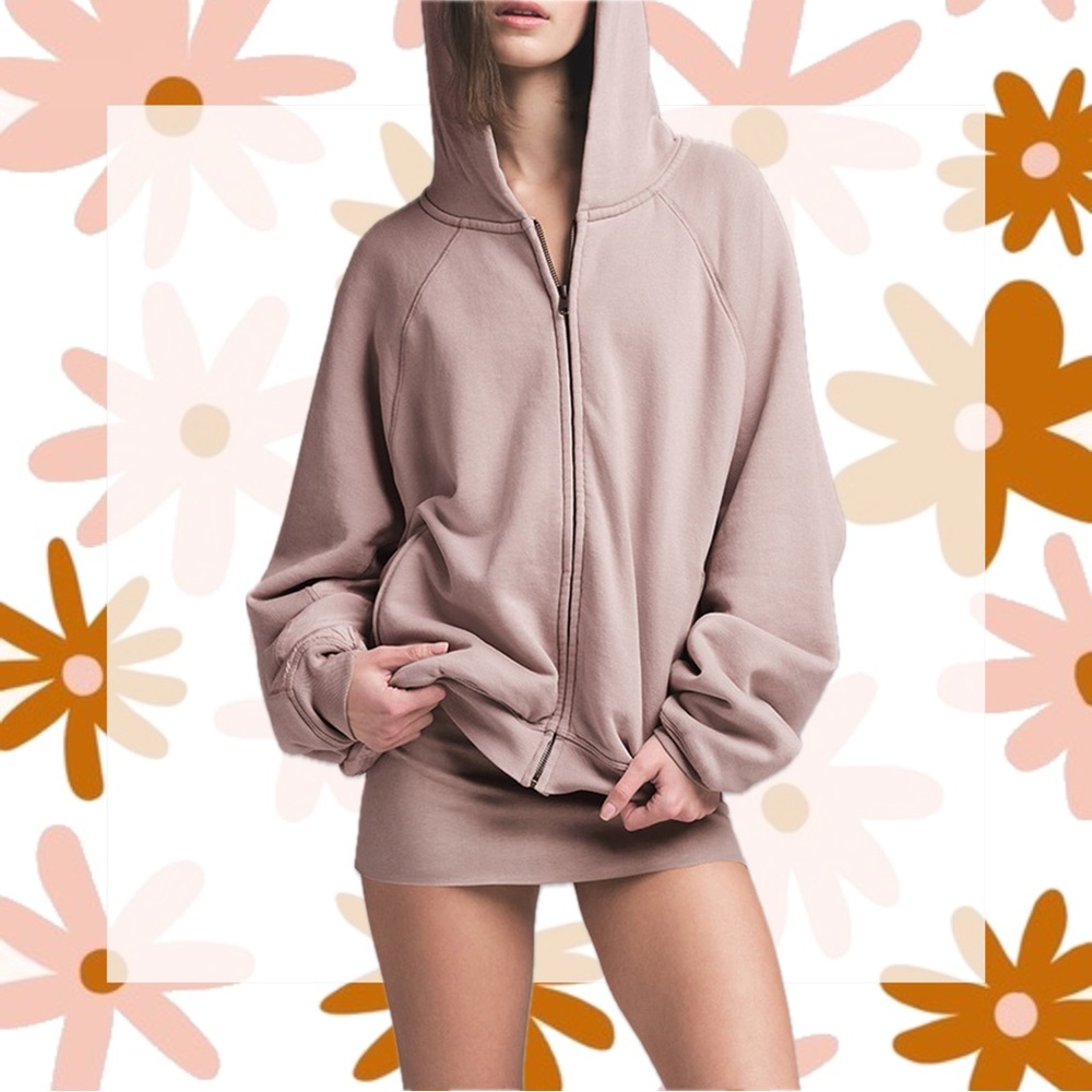 SKIMS Relaxed French Terry Zip Hoodie in Fawn size XS NWT!